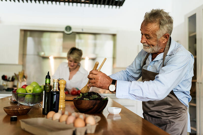 Couple cooking in the kitchen