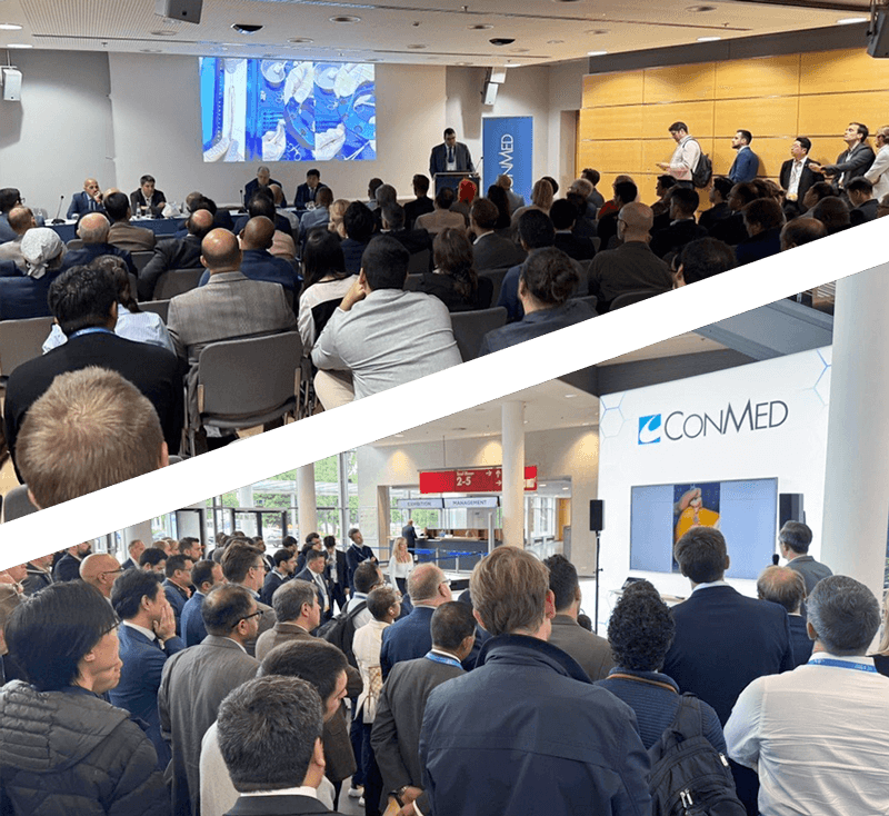 Imagen dividida de dos eventos diferentes de capacitación médica de CONMED