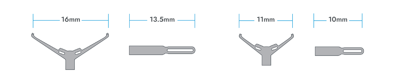 Diagramm der DuraClip-Backenbreitenoptionen