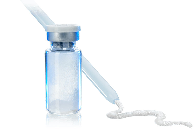 small clear container that holds the cartilage allograft matrix