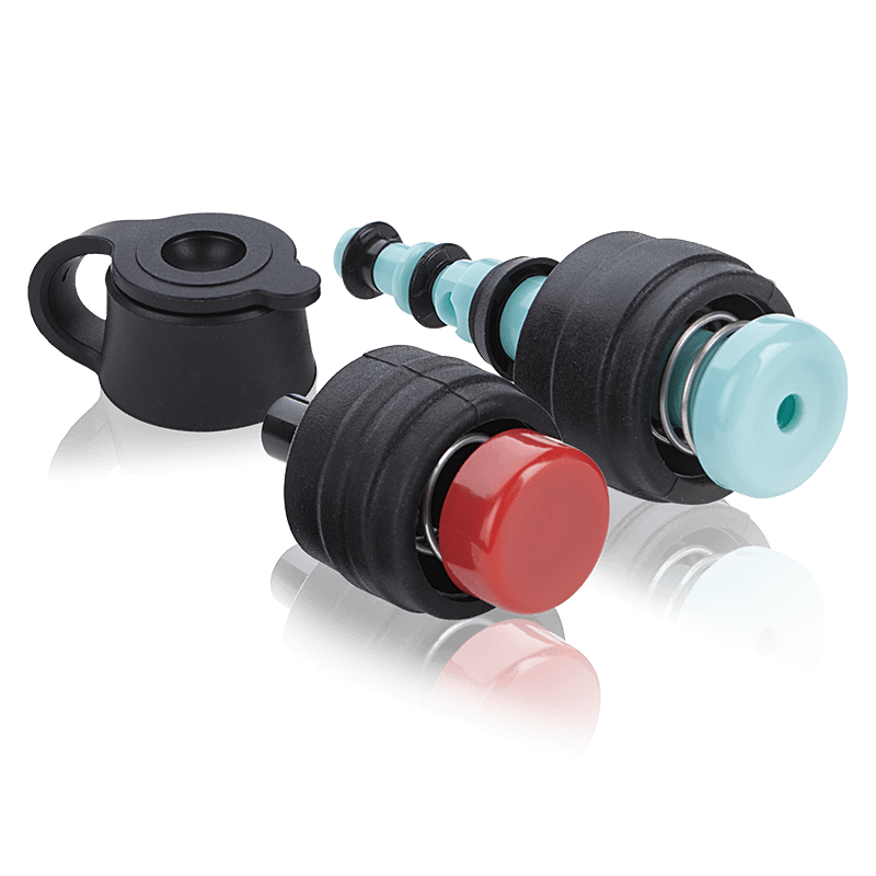 one red and one blue cleanguard endoscope valves