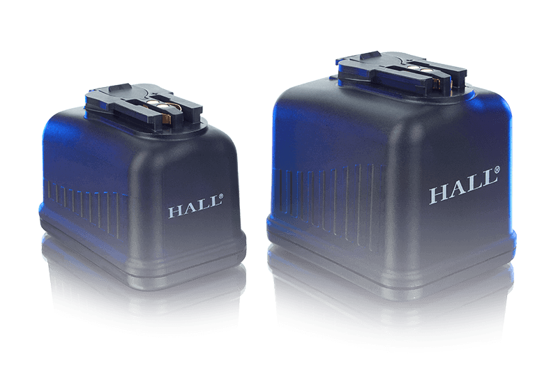 zwei unterschiedlich große Hall-Lithium-Batterien